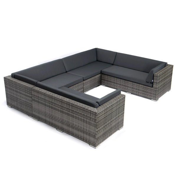 Ebern Designs 9 Sitzer Lounge Set Dibora Aus Rattan Mit Polster